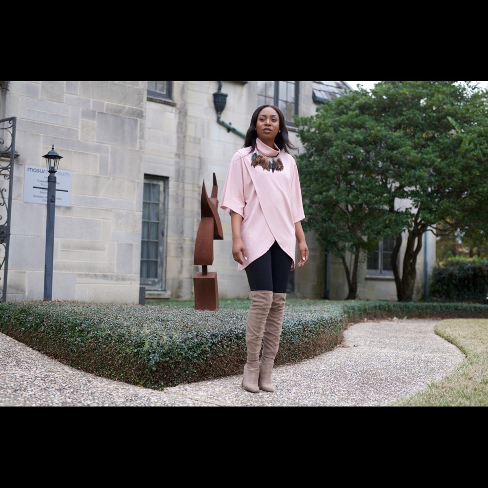 Blush colored oversized kimono blouse